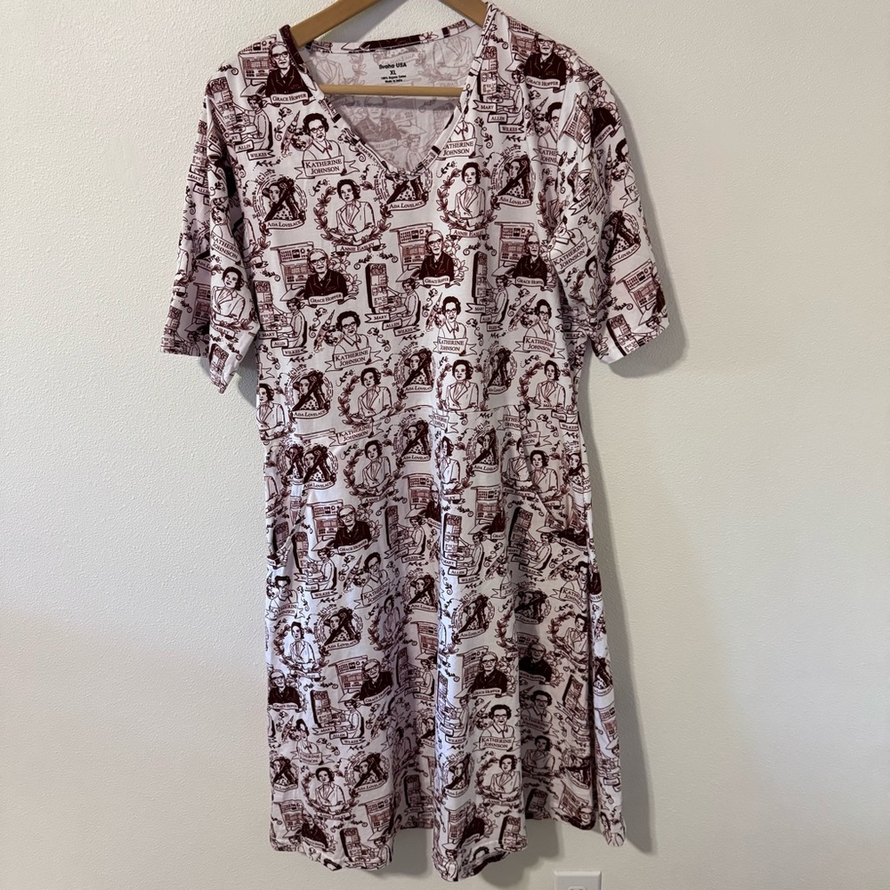 Reformation Svaha Women STEM Science Organic CottonTwirl Dress Pockets Maroon-XL